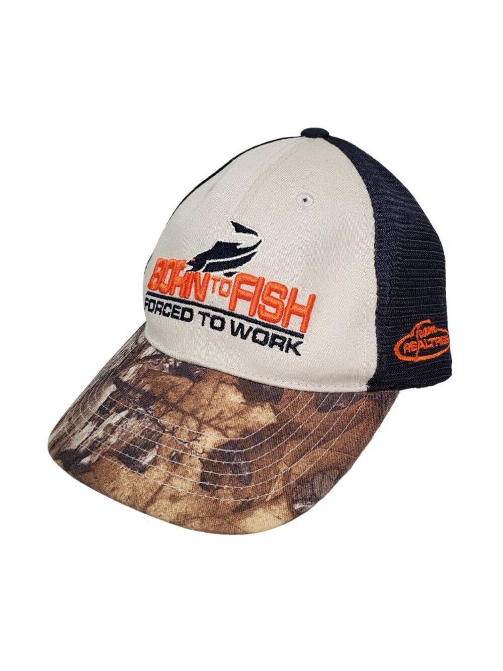 Team Realtree Camo Trucker Hat Snapback Cap Born To Fish Forced To Work